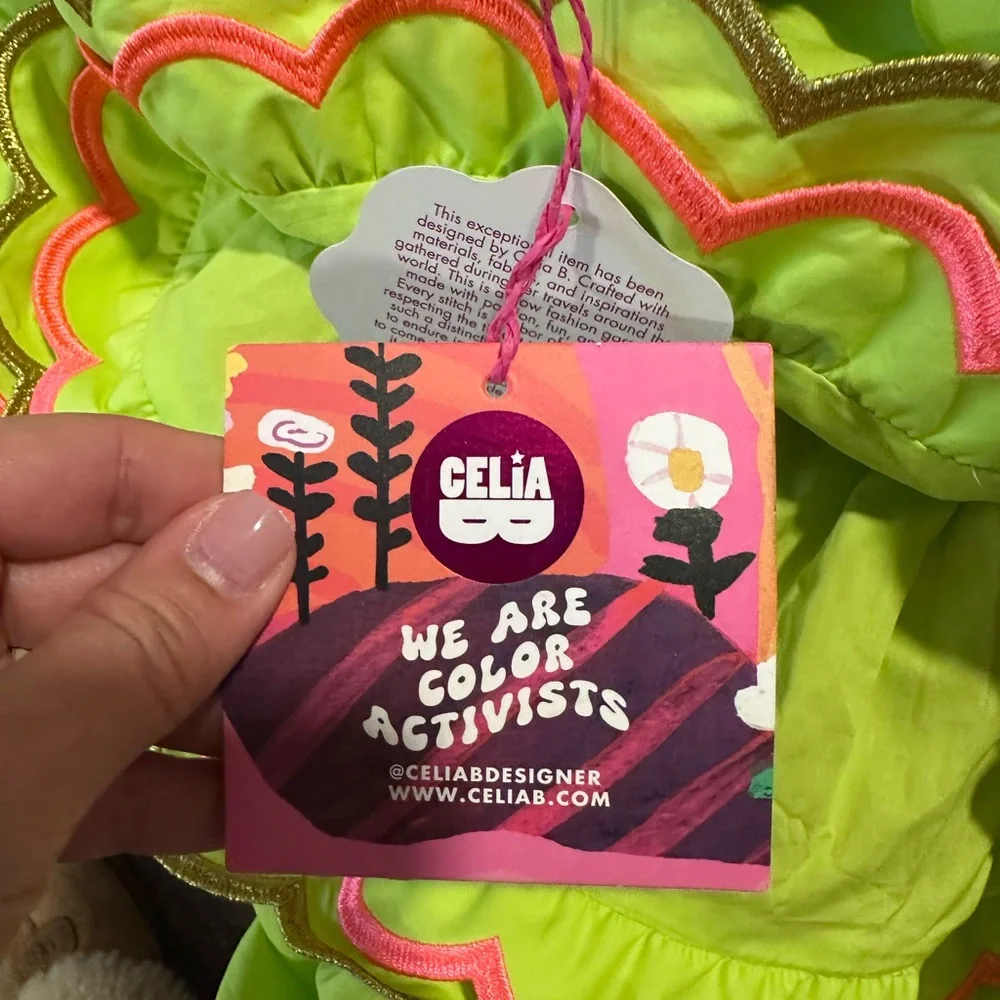 CeliaB Neon Green Dress with Pink Accents - Picture 6 of 15